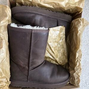 UGG Leather Shearling-Lined Boots